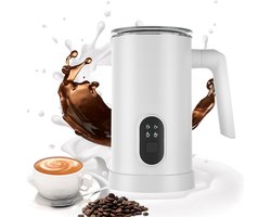 Melkschuimer, 4-in-1 elektrische melkschuimer, 350 ml automatische melkschuimer en melkverwarmer voor warme en koude melk, geschikt voor lattes, cappuccino's, macchiato's, warme chocolademelk, enz., wit.
