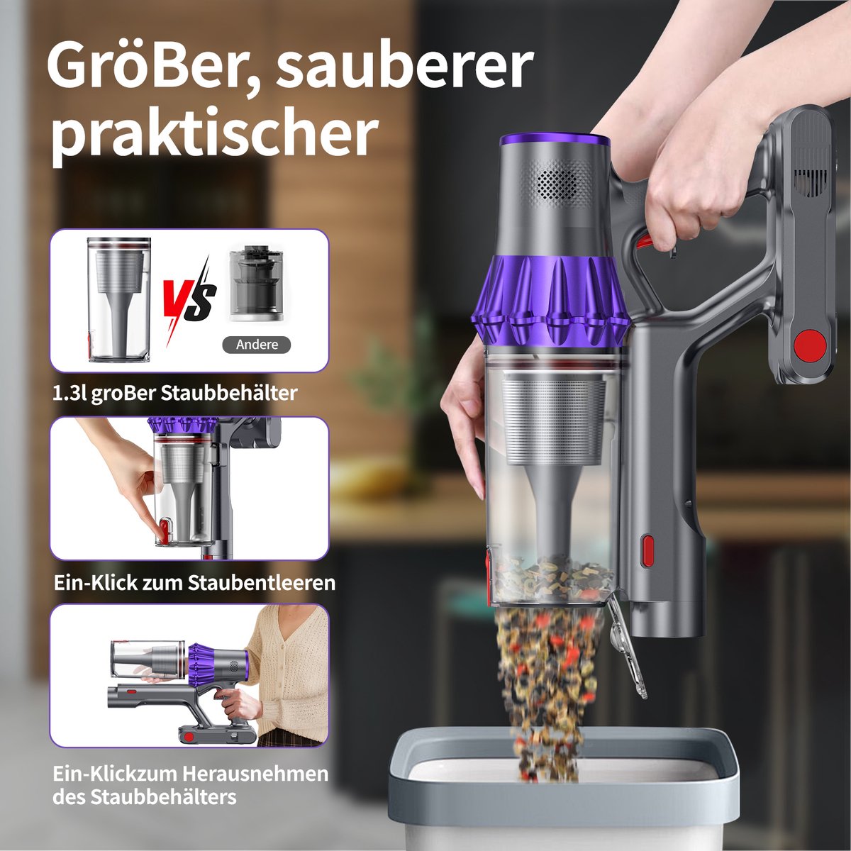 RAYOFI Steelstofzuiger - Steelstofzuiger Draadloos 70000PA - afbeelding 3