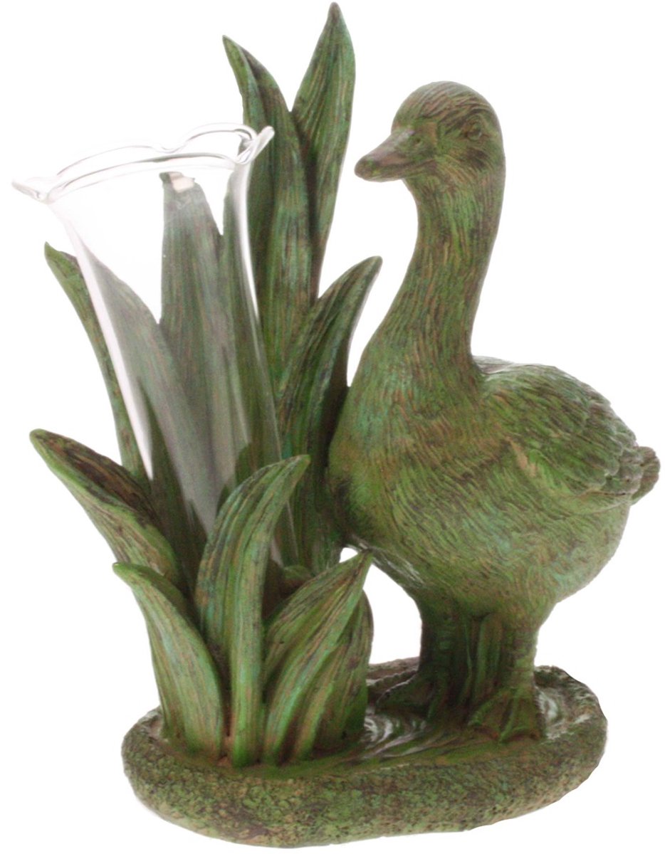 Vaasje Eend, groen 14x8x15cm