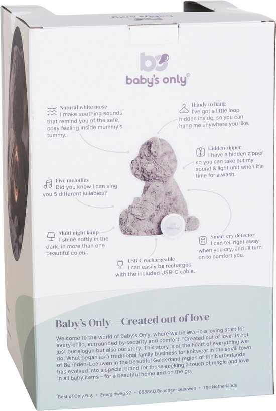 Baby's Only Bo de knuffelbeer met slaaptrainer - Baby knuffel met white noise en slimme huilsensor - Nachtlicht - Taupe van Merkloos — afbeelding 3