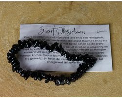 Zwart Obsidiaan Chip Armband - edelstenen - Perfect cadeau voor mannen vrouwen - Inclusief uitleg - Spiritueel - Black Obsydian - Bescherming - Aarden - Zelfontplooiing - Trauma's - 100% NATUURLIJK