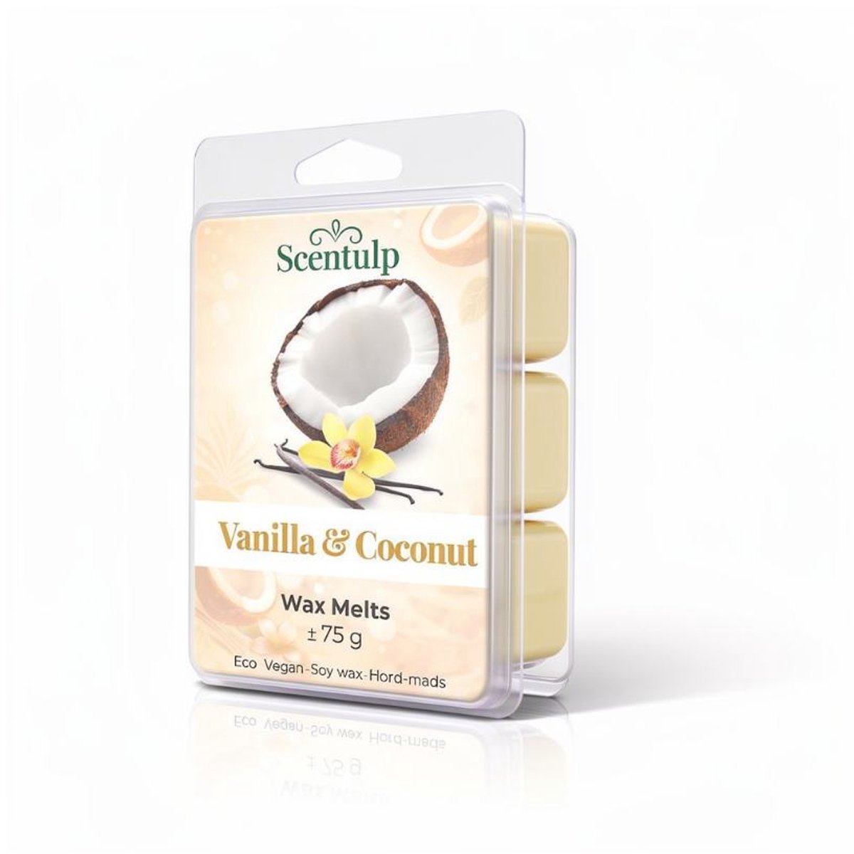 Scentulp - Wax Melts Vanille & Kokos – Warme Zoete Geur – kubusvormig