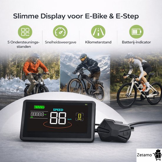 Zetamo H6C Display - Geschikt voor Ouxi - V20 fatbike LCD scherm 25 km/u begrensd van Merkloos — afbeelding 2