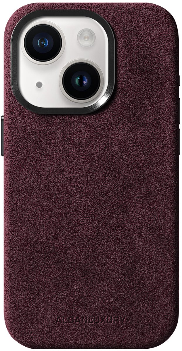 Alcanluxury Alcantara telefoonhoesje geschikt voor Apple iPhone 15 - Wine Red