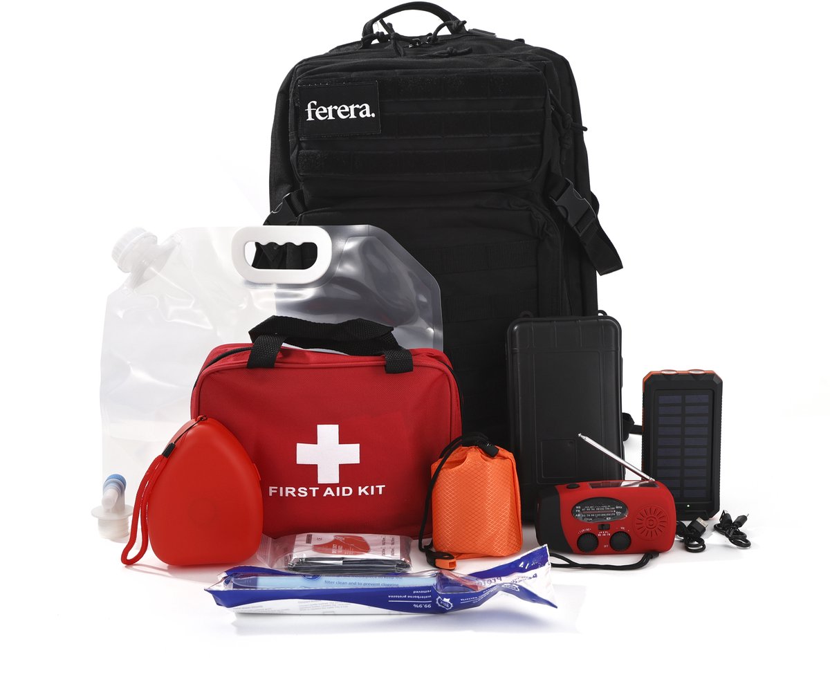 Ferera Noodpakket Voor Thuis - Overlevingspakket - Noodradio - Complete Survival Kit - Solar Powerbank