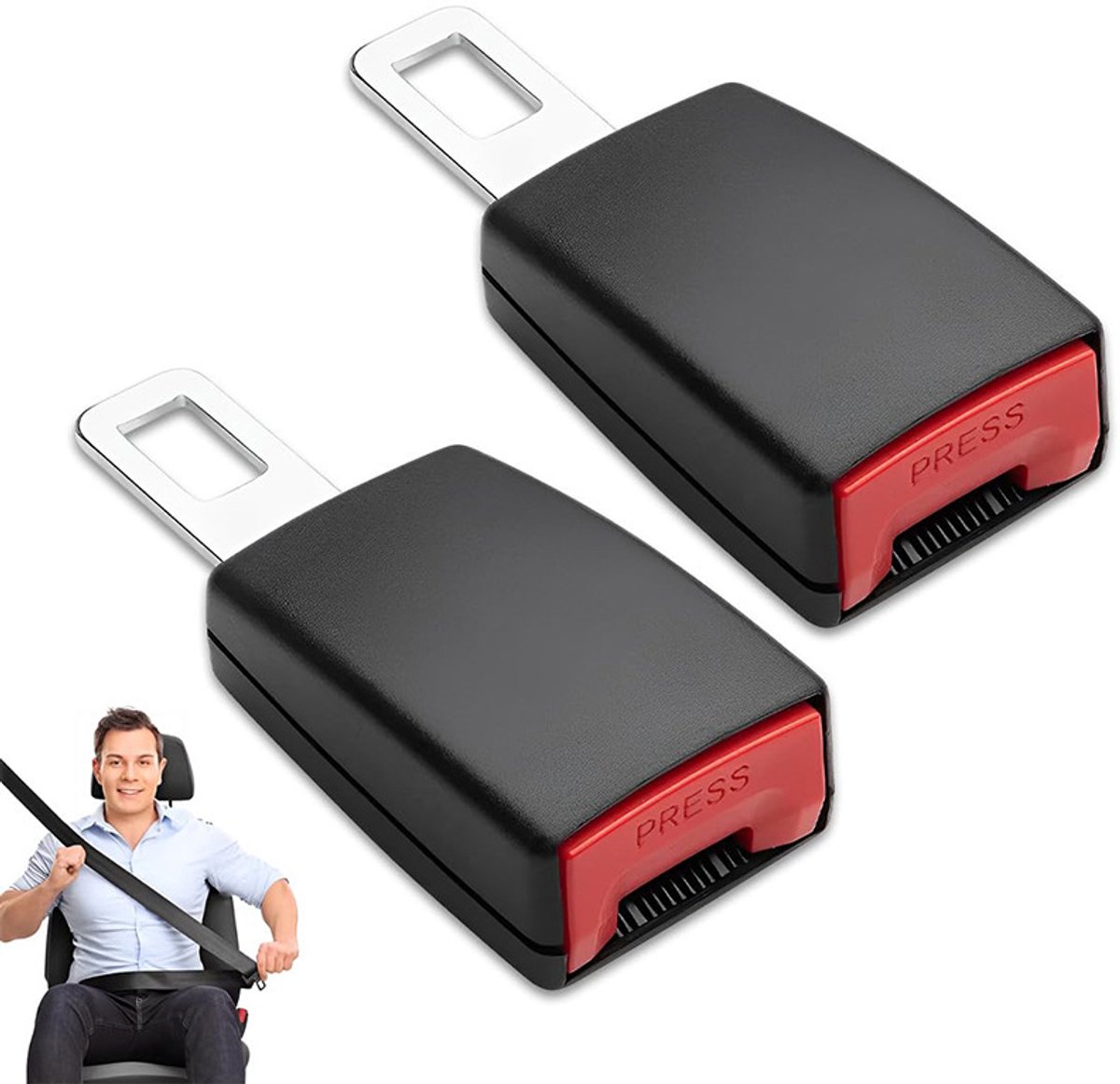 Set van 2 autogordelverlengers - gordelverlenger - gordelverlenger auto - autogordel verlengerstuk universeel - autogordel verlengstuk - 12 cm - ABS - Zwart