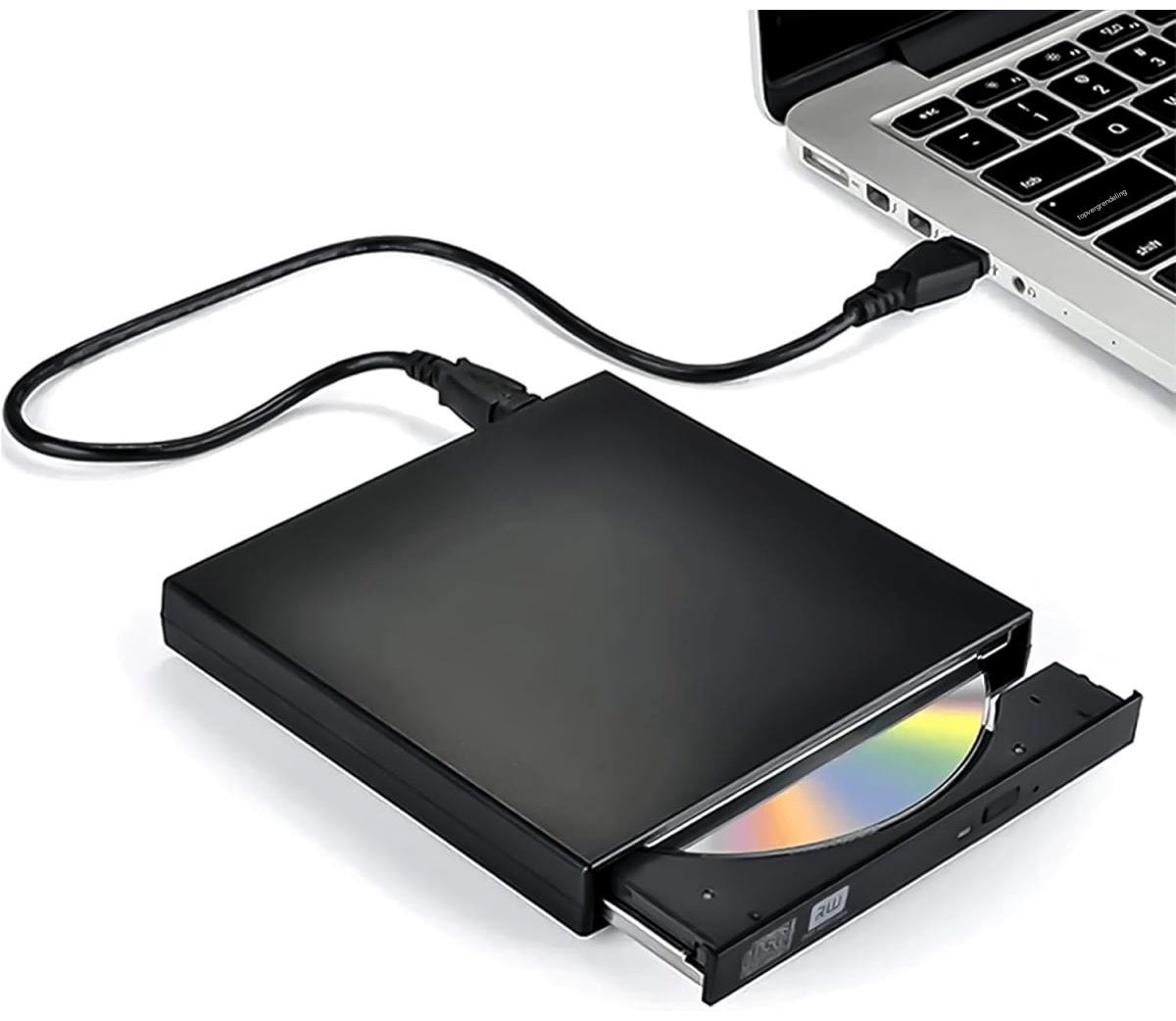 DVD/CD - Optische drive - Plug & Play - Met USB 2.0 en USB-C adapter - Externe DVD Speler en Brander voor Laptop & Macbook - zwart