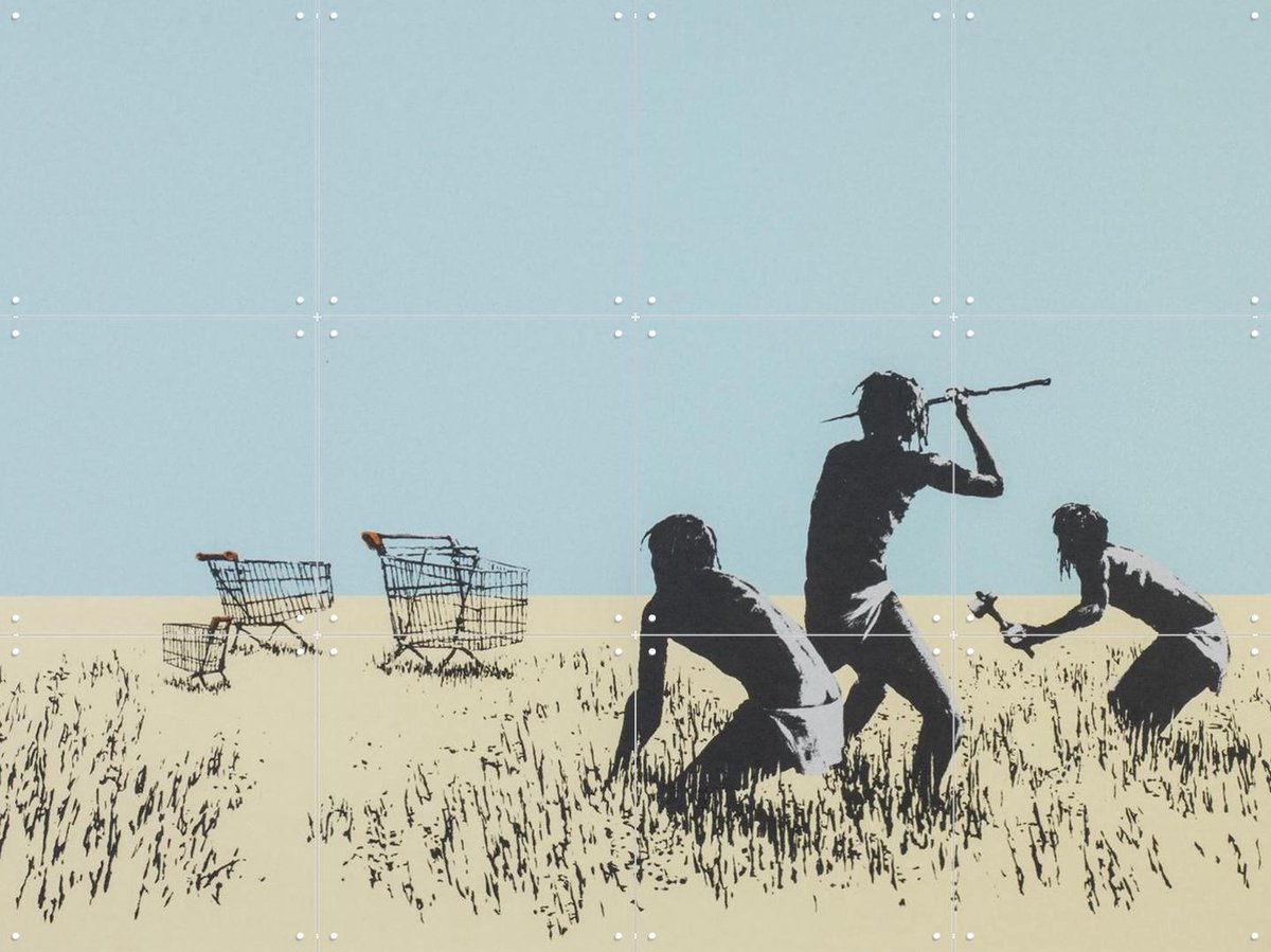 IXXI Trolleys, Banksy - 80 x 60 cm - Gratis ophangtool - Grote wanddecoratie en posters - Pop art, Illustraties, Mancave