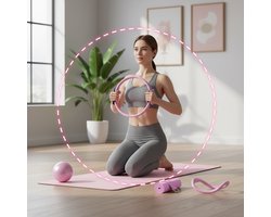 CHIWIN Pilates Set Voor Thuis – 5 Delige Pilates Ring Set met Yogabal 25 cm – Fitness Set en Pilates Accessoires voor Training en Core Oefeningen – Roze