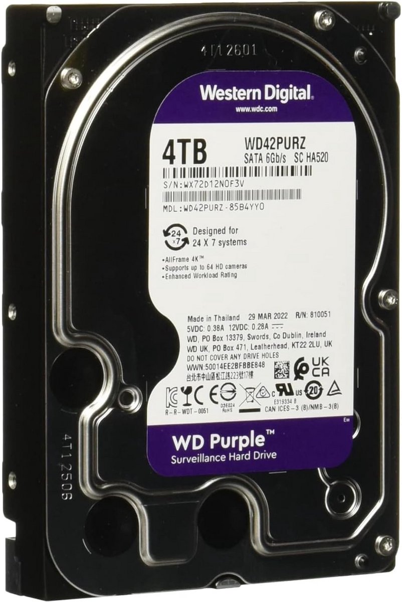 Interne Harde Schijf 4TB voor Videobewaking - 5400 RPM