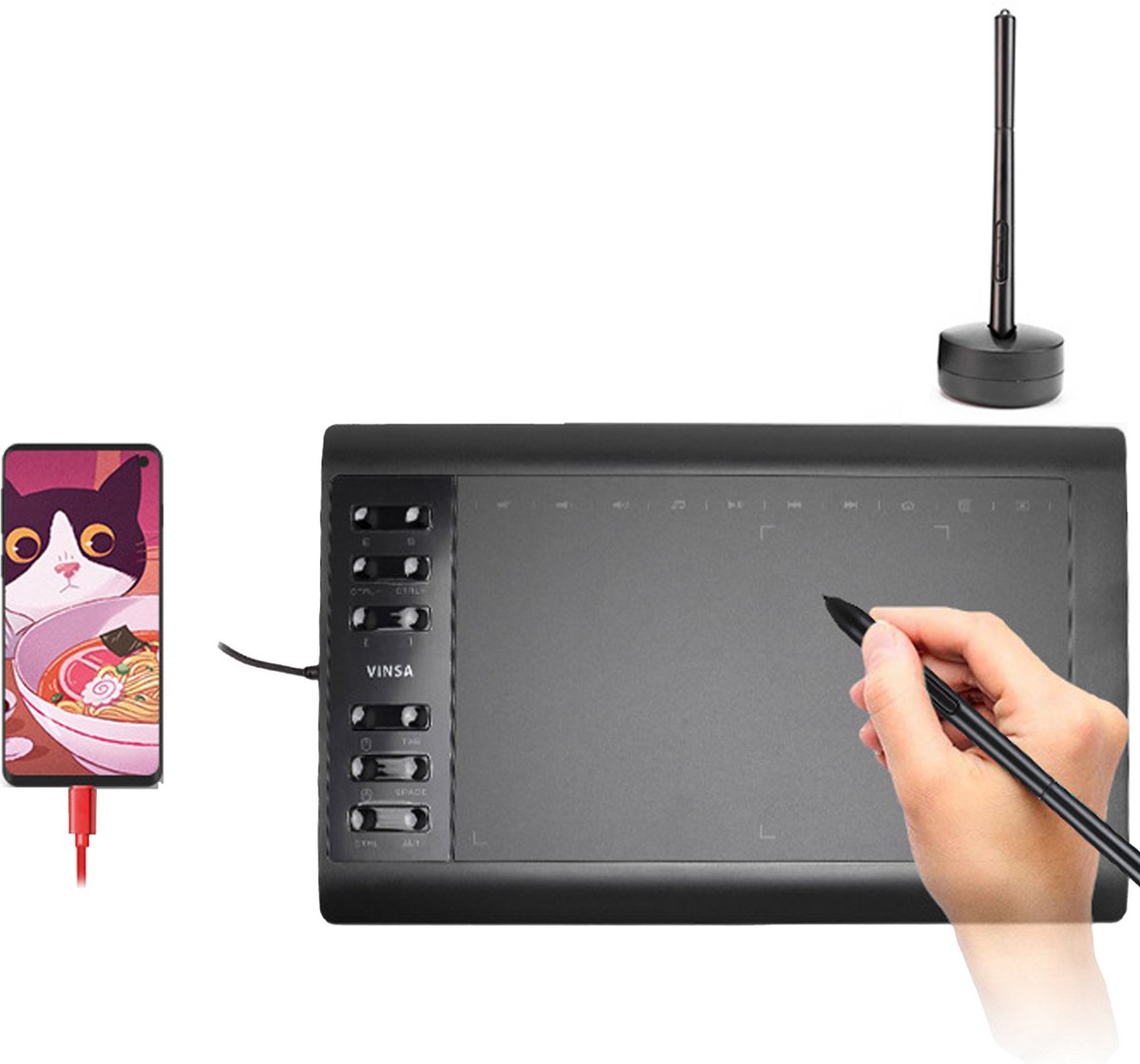 NAXSIR Digitaal Grafiektablet met Pen - Precies Digitaal Tekentablet voor Tekenen, Leren & Werken