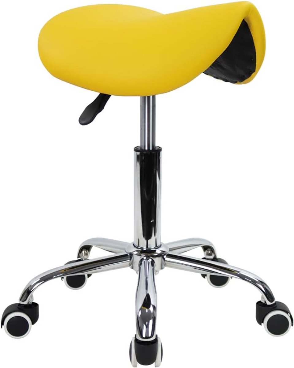 DnA® Zadelkruk - Zadelkruk Op Wielen - Tabouret - Geel - 48cm x 48cm x 45cm
