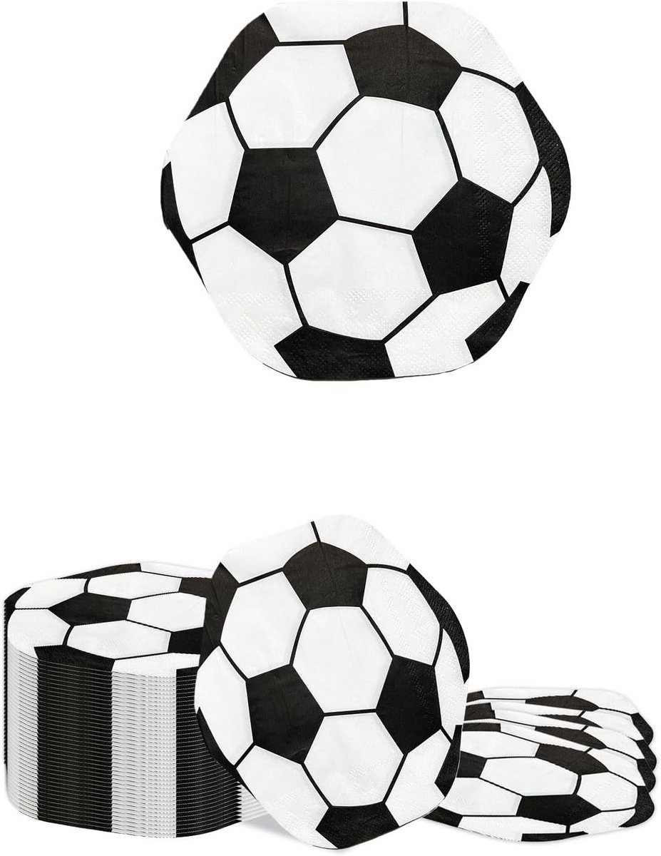 40 Voetbal Servetten Zwart Wit voor Kinderfeestjes en Verjaardagen
