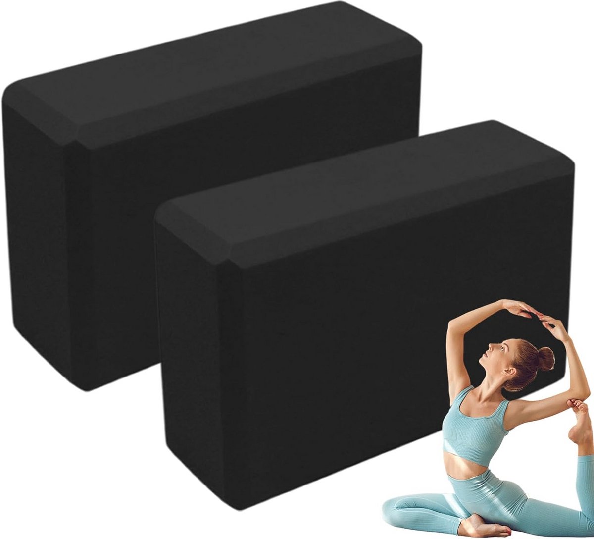 Set van 2 Lichtgewicht Yogablokken Antislip Schuim voor Yoga Pilates en Meditatie