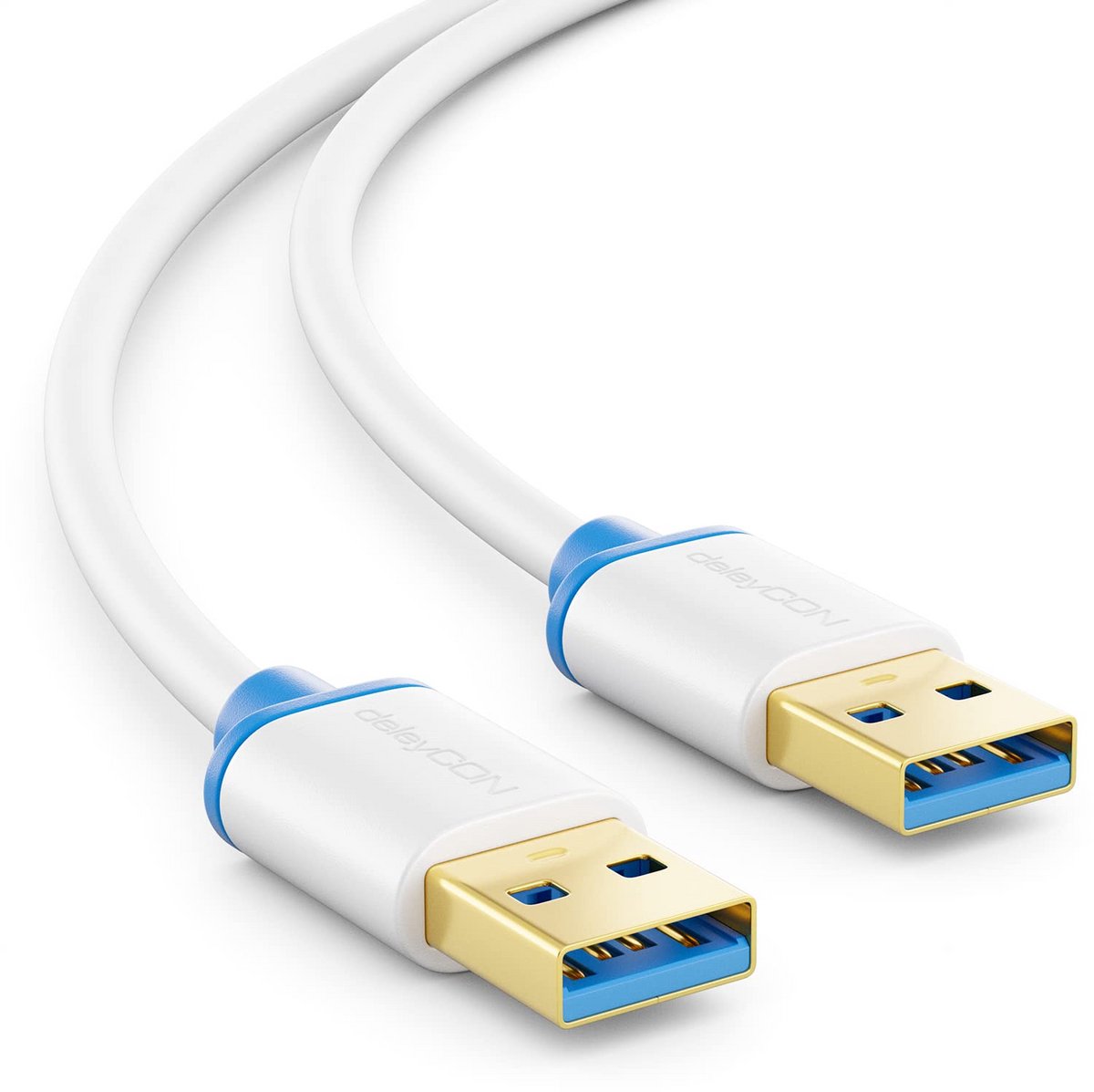 USB 3.0 Super Speed Kabel 0.5m A naar A Stekker Wit/Blauw 5 Gbps Dataoverdracht