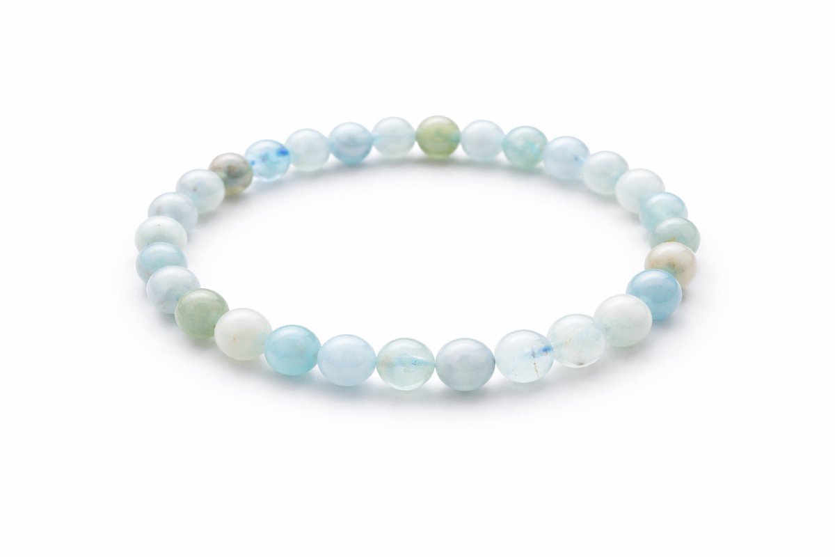 Aquamarijn Armband 6 mm – Natuurlijke Edelsteen Kralen – Unisex