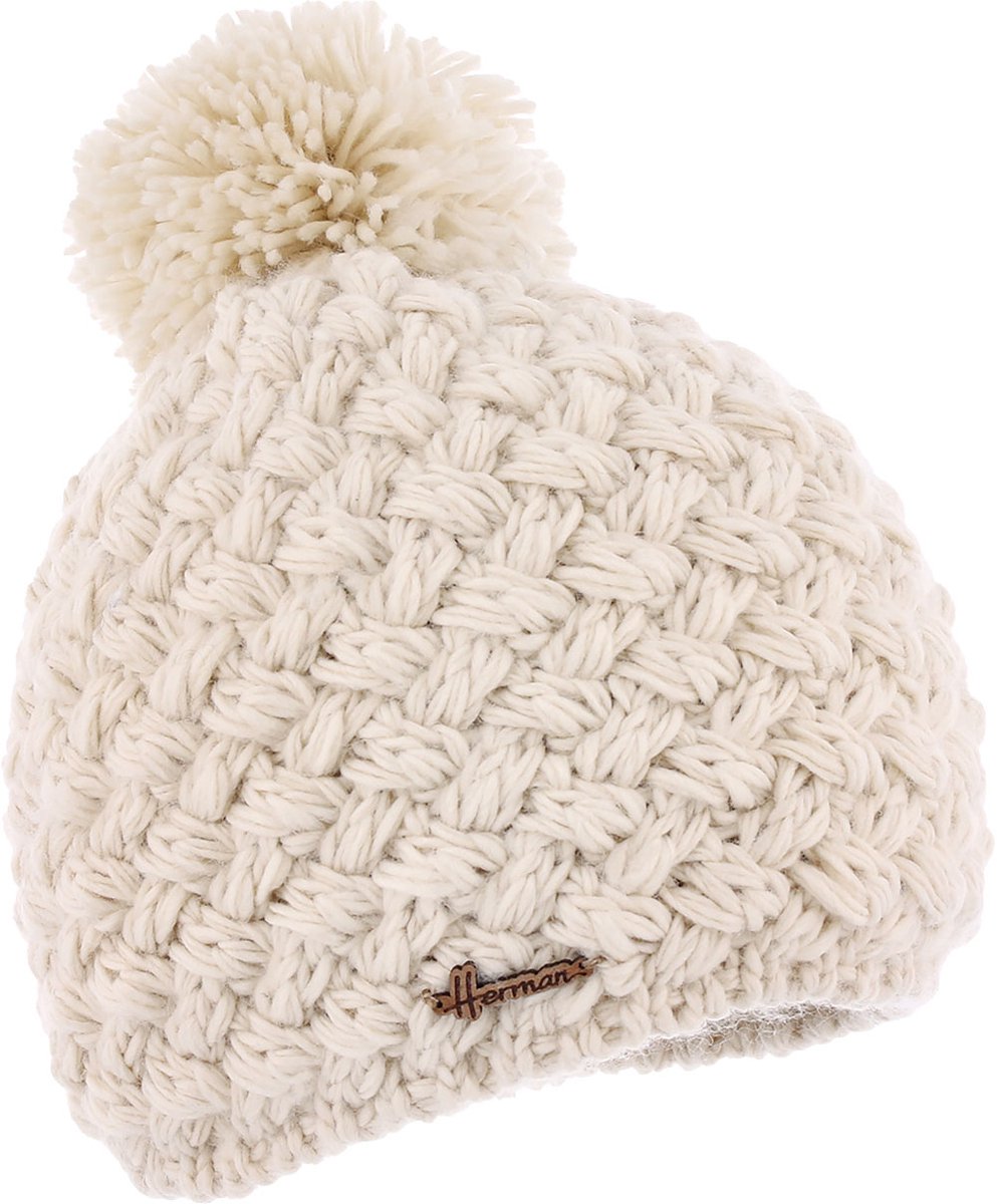 Herman Justin 8100 beige pompon hoed pluche gevoerd