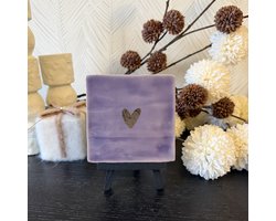 Hartjespost | Tegeltje Hartje paars, goud | tegeltjes met tekst | spreuktegel | tegeltjeswijsheden | Cadeau | Valentijn | Liefde | Love | Valentijnscadeau | Cadeau voor hem of voor haar | 14 Februari | V-Day | Valentine | Romantisch | 10x10