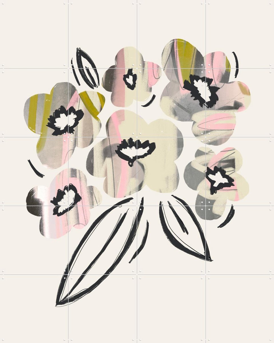 IXXI Flower Bouquet, Bohomadic Studio - 80 x 100 cm - Gratis ophangtool - Grote wanddecoratie en posters - Illustraties, Gemengde Technieken, Speels
