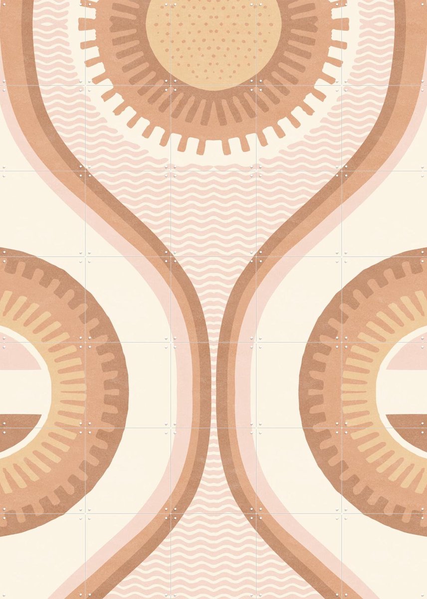 IXXI Groovy Retro Curves, Bloomery Decor - 100 x 140 cm - Gratis ophangtool - Grote wanddecoratie en posters - Vintage,