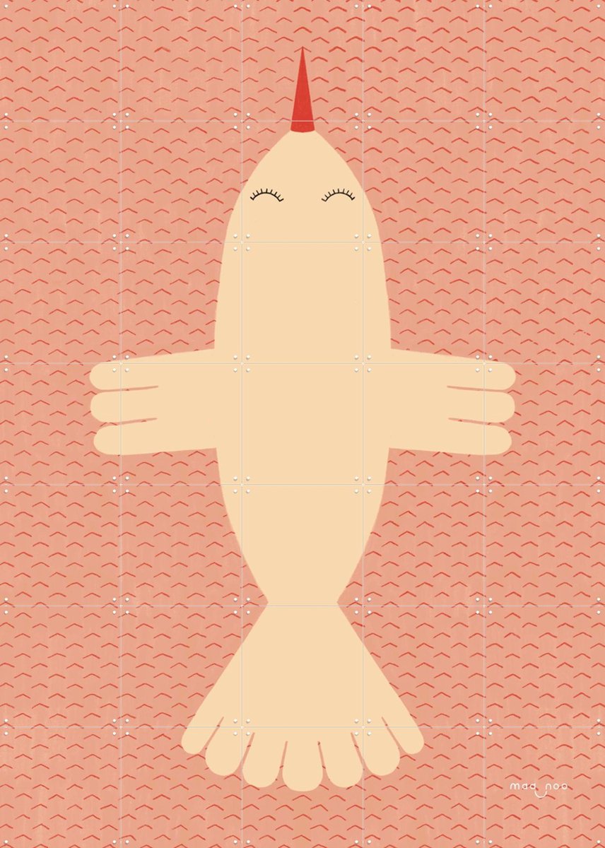 IXXI Just a Bird, Maa-noo - 100 x 140 cm - Gratis ophangtool - Grote wanddecoratie en posters - Illustraties, Speels, Kinderkamer, Vogels, Kinderen