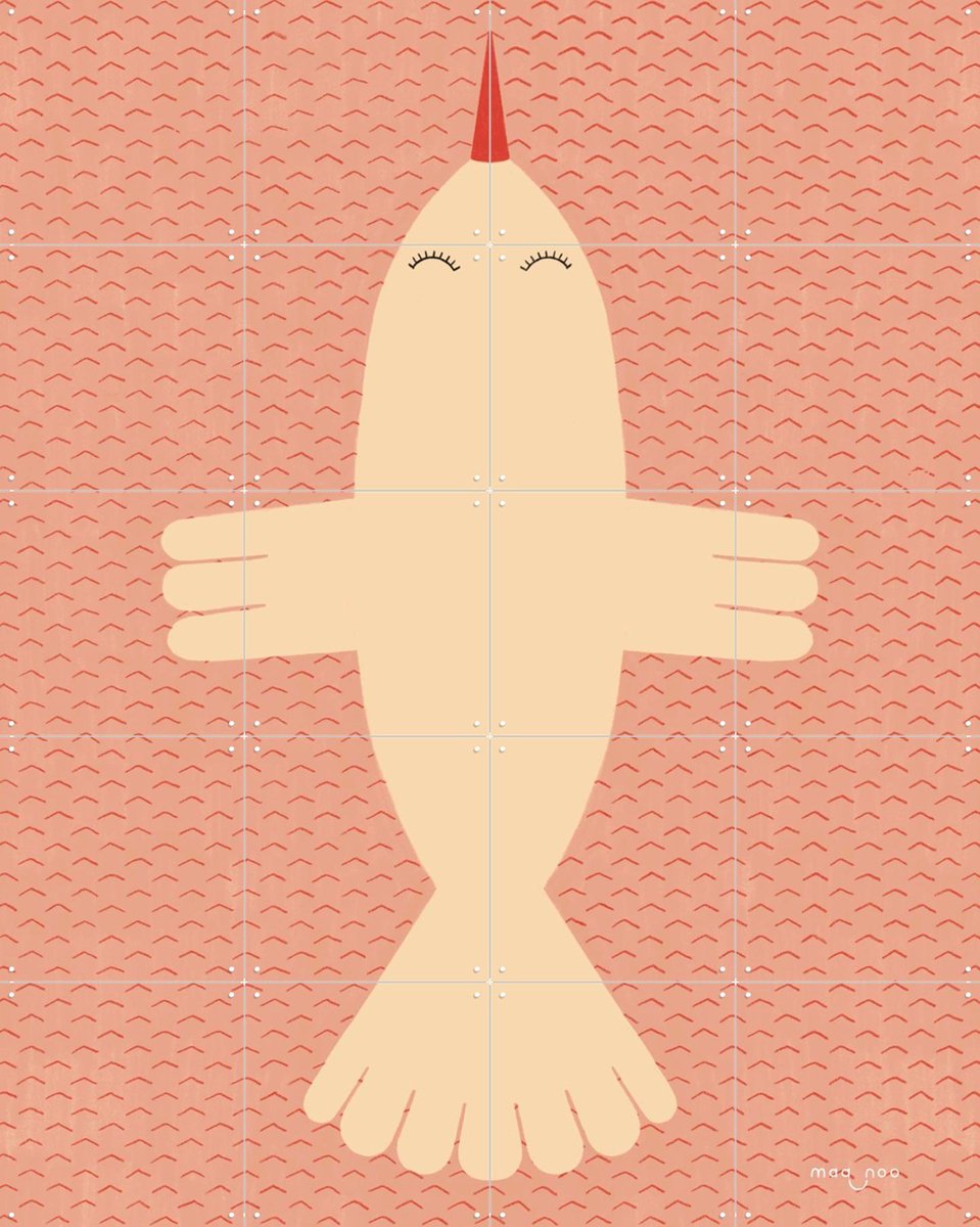 IXXI Just a Bird, Maa-noo - 80 x 100 cm - Gratis ophangtool - Grote wanddecoratie en posters - Illustraties, Speels, Kinderkamer, Vogels, Kinderen