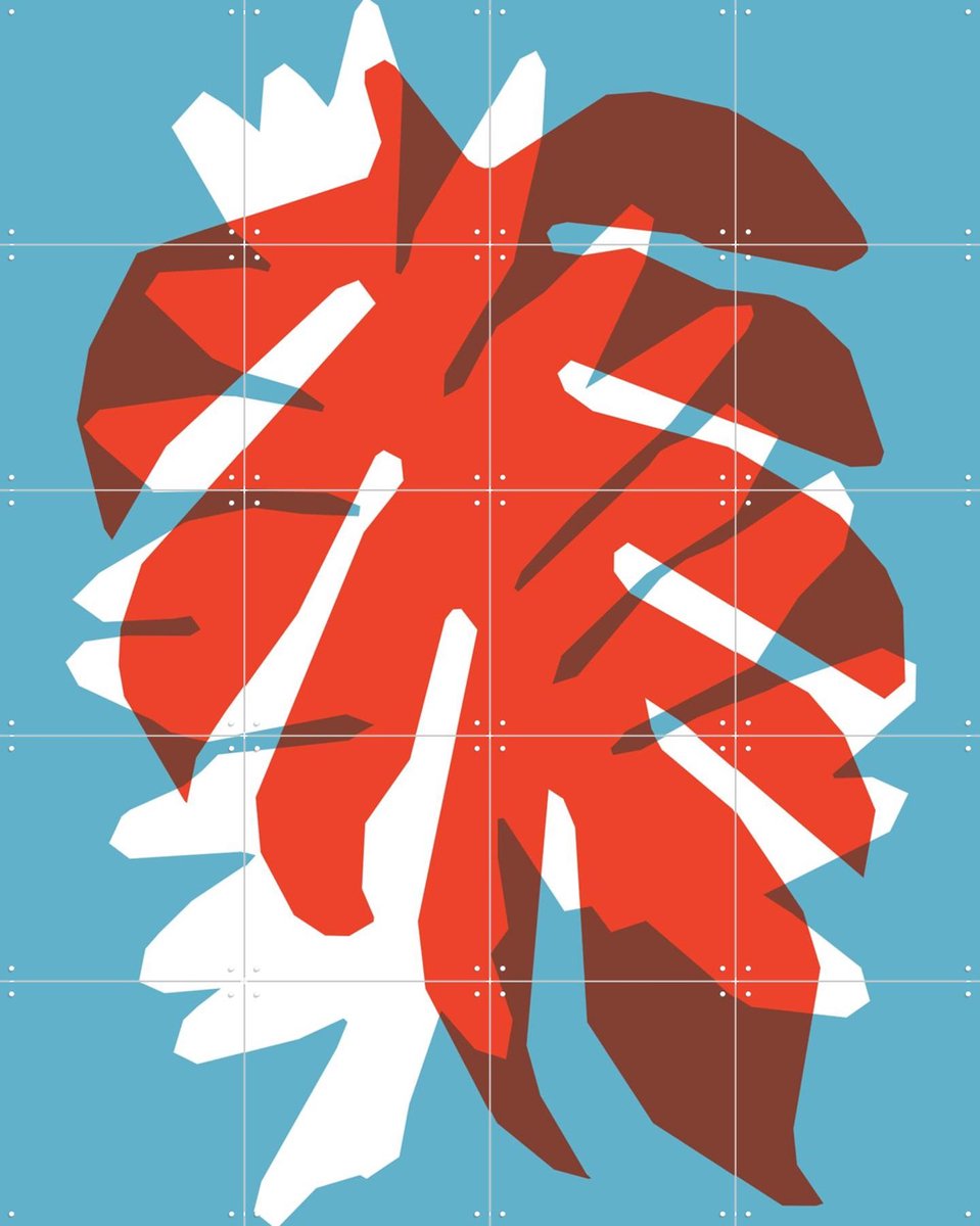 IXXI Leaves I, Studio Turbo - 80 x 100 cm - Gratis ophangtool - Grote wanddecoratie en posters - Illustraties, Kleurrijk, Mancave, Planten, Botanisch