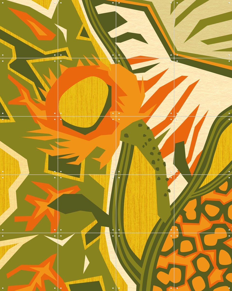 IXXI Night Flower, Megan Gallagher - 80 x 100 cm - Gratis ophangtool - Grote wanddecoratie en posters - Abstract, Geometrische Kunst, Digitale Kunst