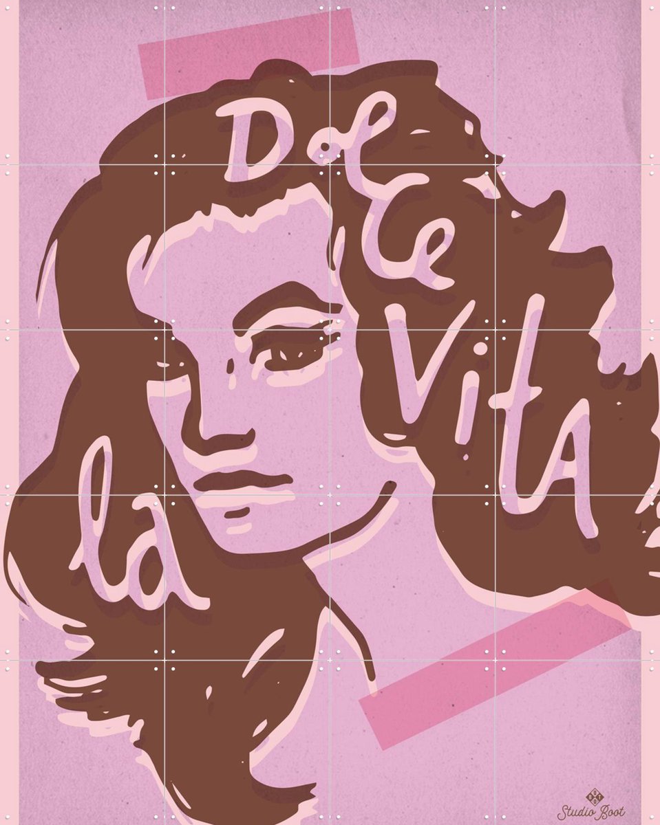 IXXI Dolce Vita, Studio Boot - 80 x 100 cm - Gratis ophangtool - Grote wanddecoratie en posters - Pop art, Illustraties, Grafisch Ontwerp, Typografie