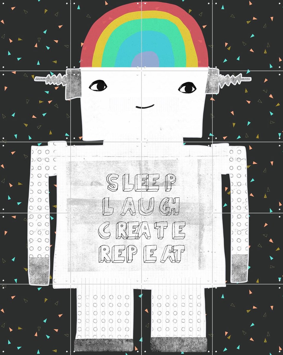 IXXI Sleep Laugh Create Repeat, Treechild & Various - 80 x 100 cm - Gratis ophangtool - Grote wanddecoratie en posters Kinderkamer, Kinderen
