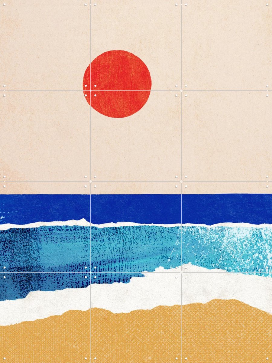 IXXI Ocean Sunrise, Henry Rivers - 60 x 80 cm - Gratis ophangtool - Grote wanddecoratie en posters - Minimalisme, Grafisch Ontwerp, Geometrische