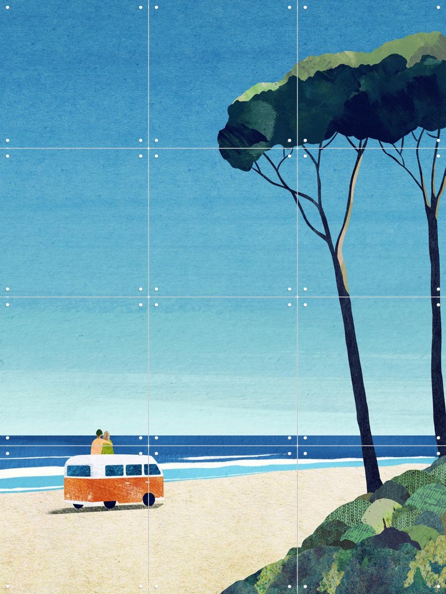 IXXI Van Life III, Henry Rivers - 60 x 80 cm - Gratis ophangtool - Grote wanddecoratie en posters - Speels, Illustraties, Kleurrijk, Grafisch Ontwerp