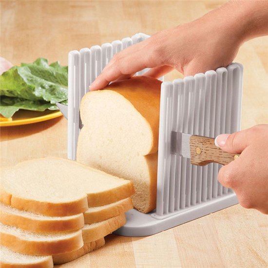 Verstelbare broodsnijder - Keukengerei - Broodsnijmachine - broodsnijder - bakgereedschap - opvouwbaar - ABS - wit — afbeelding 5