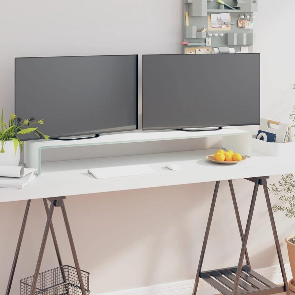 Glazen Monitorverhoger Bureau Organizer 110cm Breed voor TV en Computer