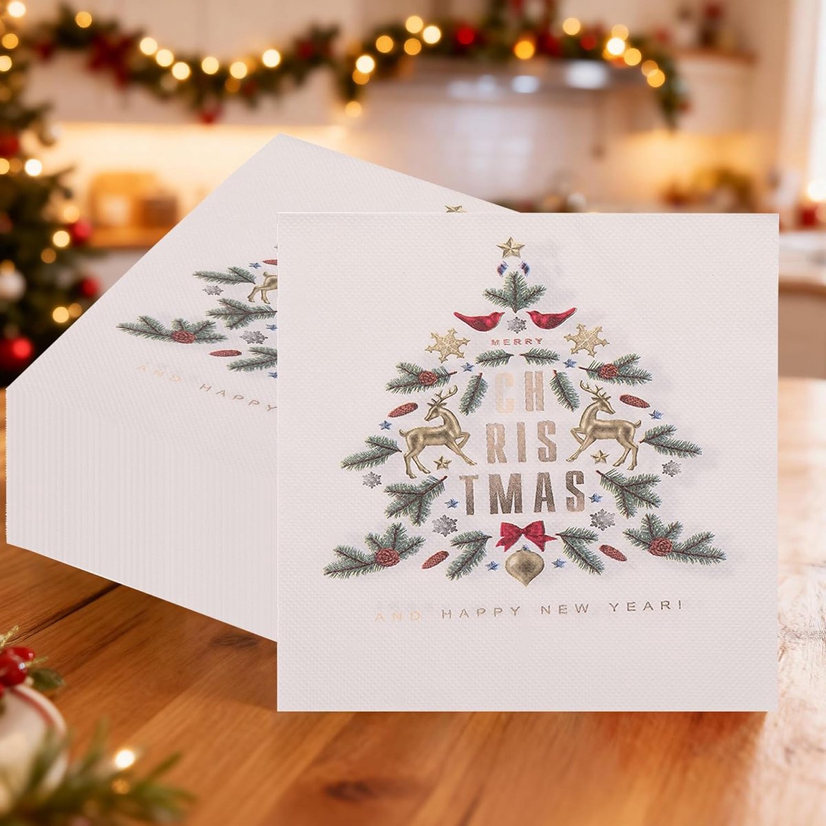 20x Papieren Kerstservetten met Print - 2 Laags Wegwerp Servetten voor Feest & Diner