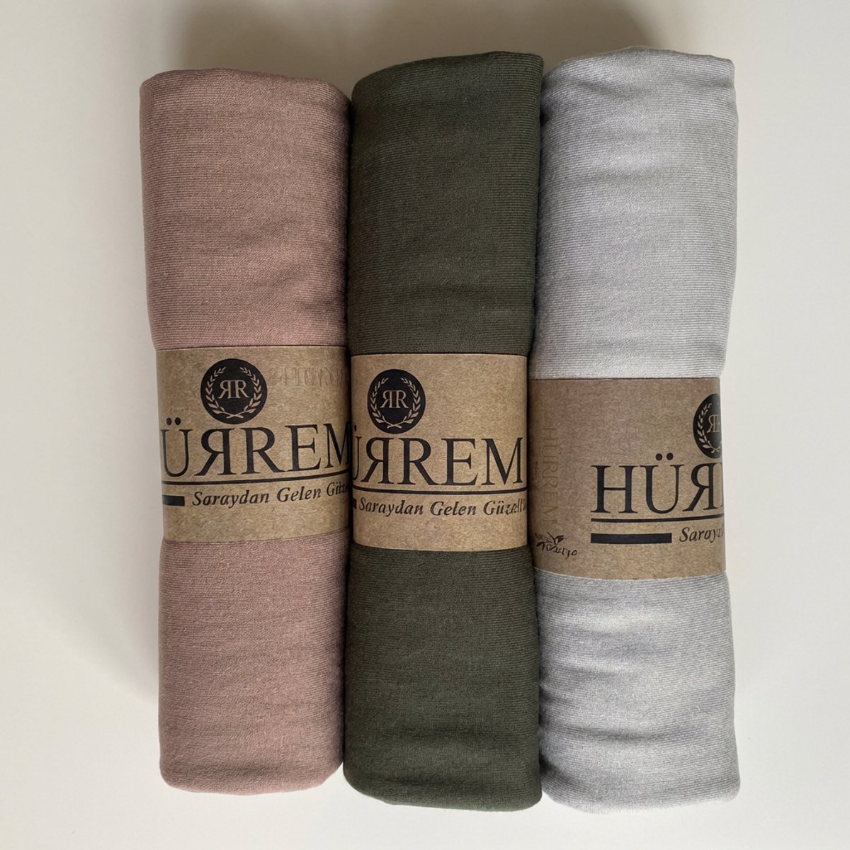 FIRASET Hurrem Collectie – 3-delige Jersey Sjaal Set - Hoofddoek - Hoofddeksel - Hijab | Natuurlijke Combinatie Favorieten