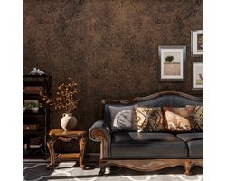 Zelfklevende Stucwerk Behangrol 40x300cm Donkerbruin Industrieel Decoratief