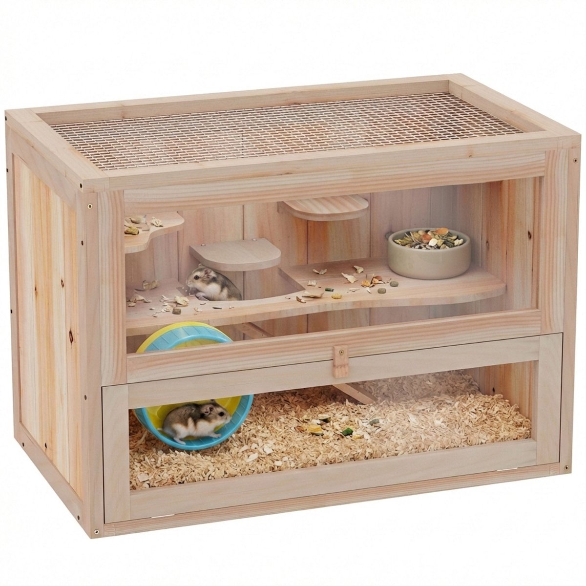 Hamsterkooi - Hamster - Knaagdierenkooi - Plexi glas - Hout - 60 x 35 x 42cm
