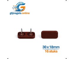 16 STUKS PREMIUM GLIJNAGELS - Glijnagel 30x18mm Bruin – Glijders PVC kunstof - Vloerglijders - Meubeldop - Glijdop - Meubelpoten glijders - Vloerbeschermers - Hout Bescherming tegen krassen en vocht - Geluiddempend - Ook v kasten tafels tuinmeubels
