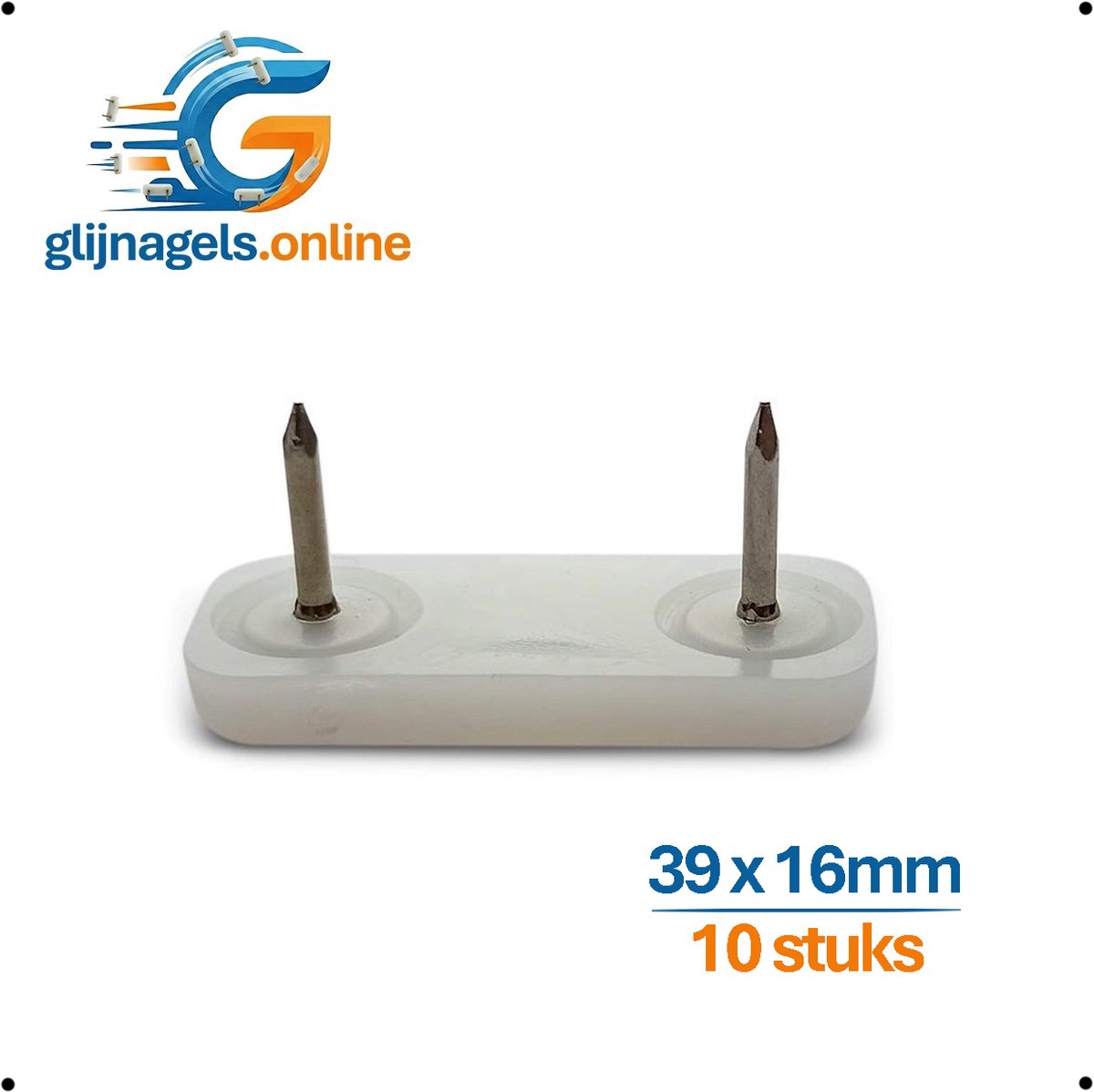 10 STUKS PREMIUM GLIJNAGELS - Glijnagel 39x16mm – Glijders PVC kunstof - Vloerglijders - Meubeldop - Glijdop - Meubelpoten glijders - Vloerbeschermers - Hout Bescherming tegen krassen en vocht - Geluiddempend - Ook v kasten tafels tuinmeubels