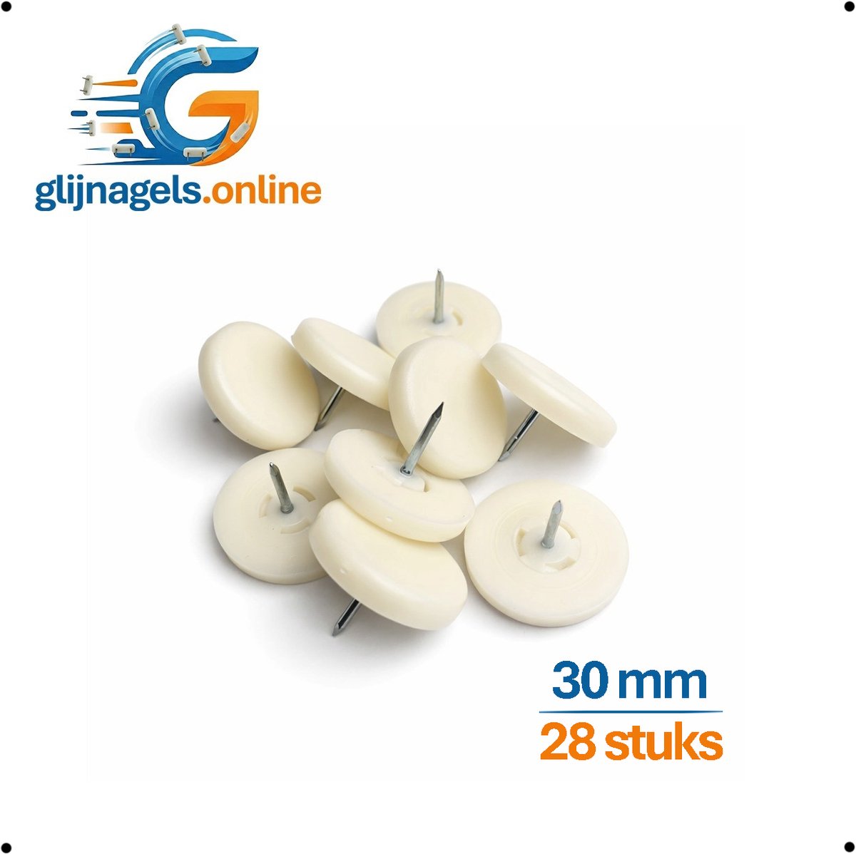 28 STUKS PREMIUM GLIJNAGELS rond 30 mm – PVC meubelglijders – Vloerglijders – Meubeldop – Glijdop – Meubelpoten glijders – Vloerbeschermers – Bescherming tegen krassen en vocht – Geluiddempend – Voor kasten, tafels, stoelen en banken – Slijtvast