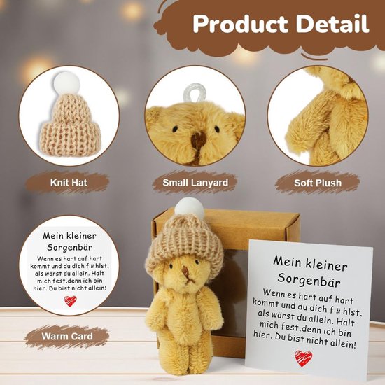 Handgemaakte Mini Teddybeer in Geschenkdoos met Motiverende Boodschap — afbeelding 4