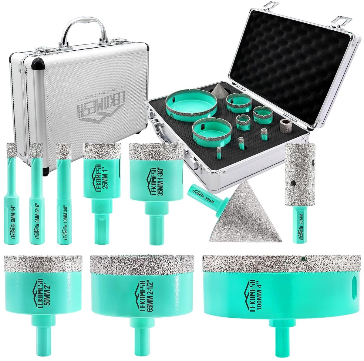 Diamant Tegelboor Set voor Porselein, Keramiek en Steen - 8 Maten + Extra Bits