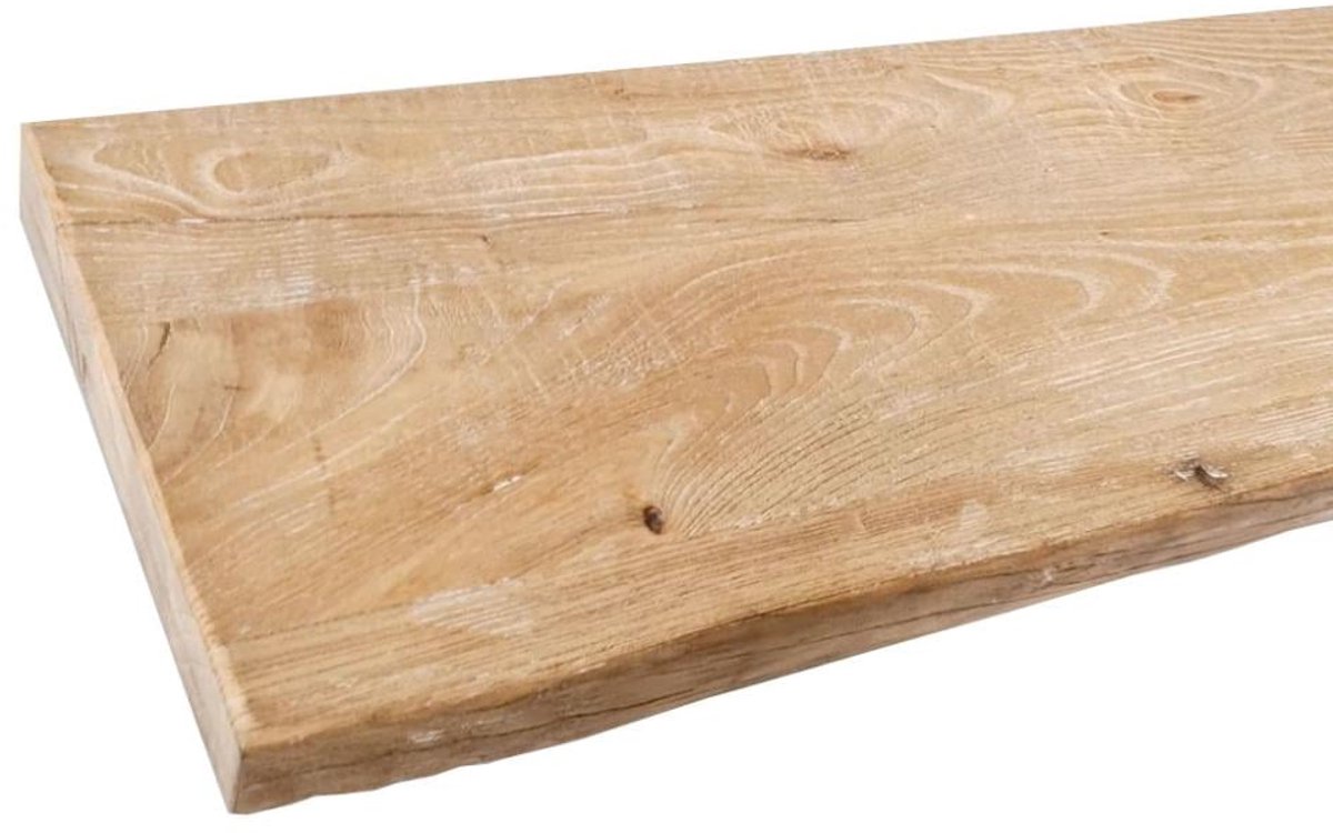 FLE - Wandplank elmwood 80 bij 24,5 cm van 4 cm dik massief iepenhout met boomstam rand