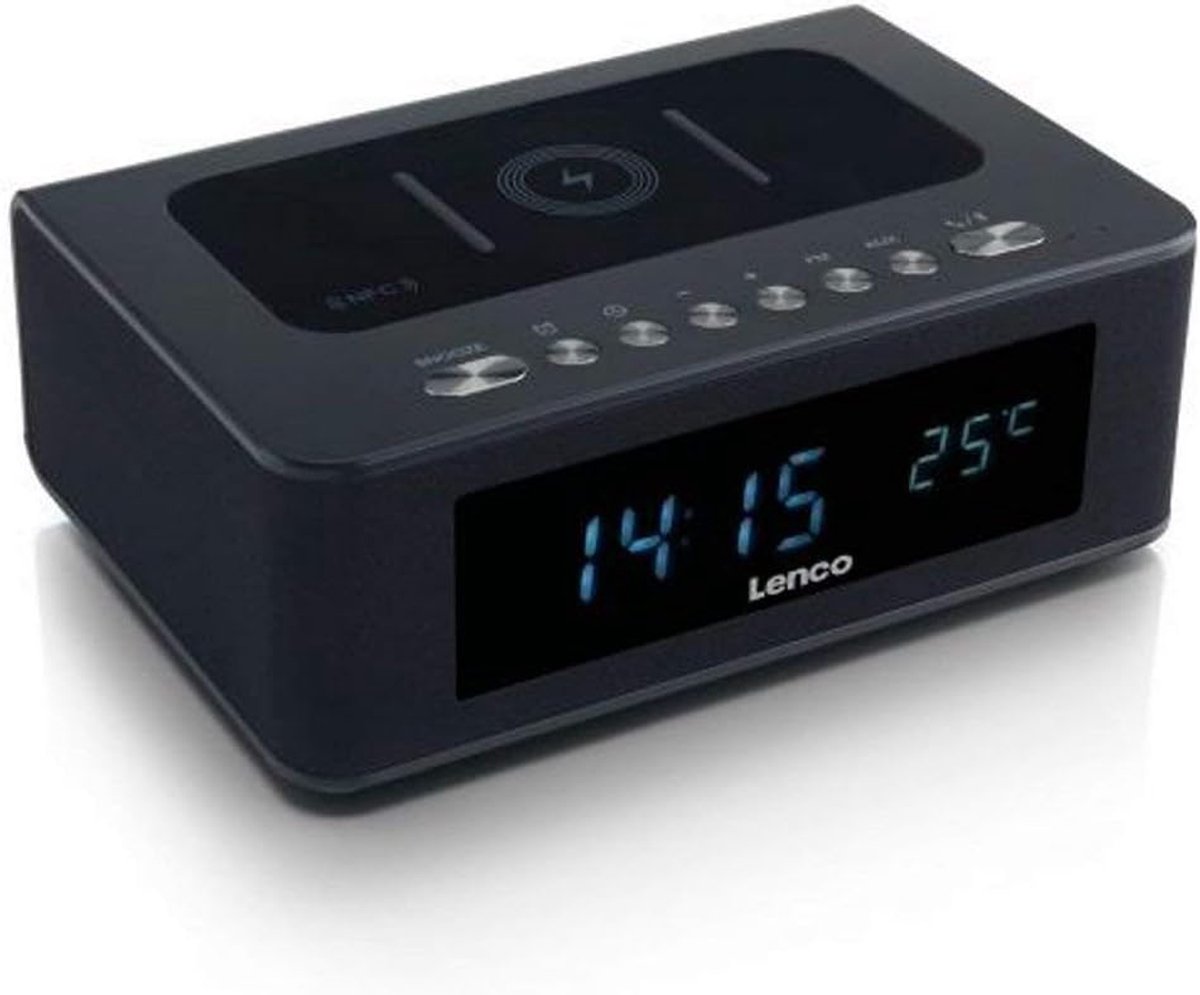 Klokradio met lader - Wekkerradio Bluetooth - Opladen en wakker worden - Temperatuurweergave - 14 x 204 cm - Zwart