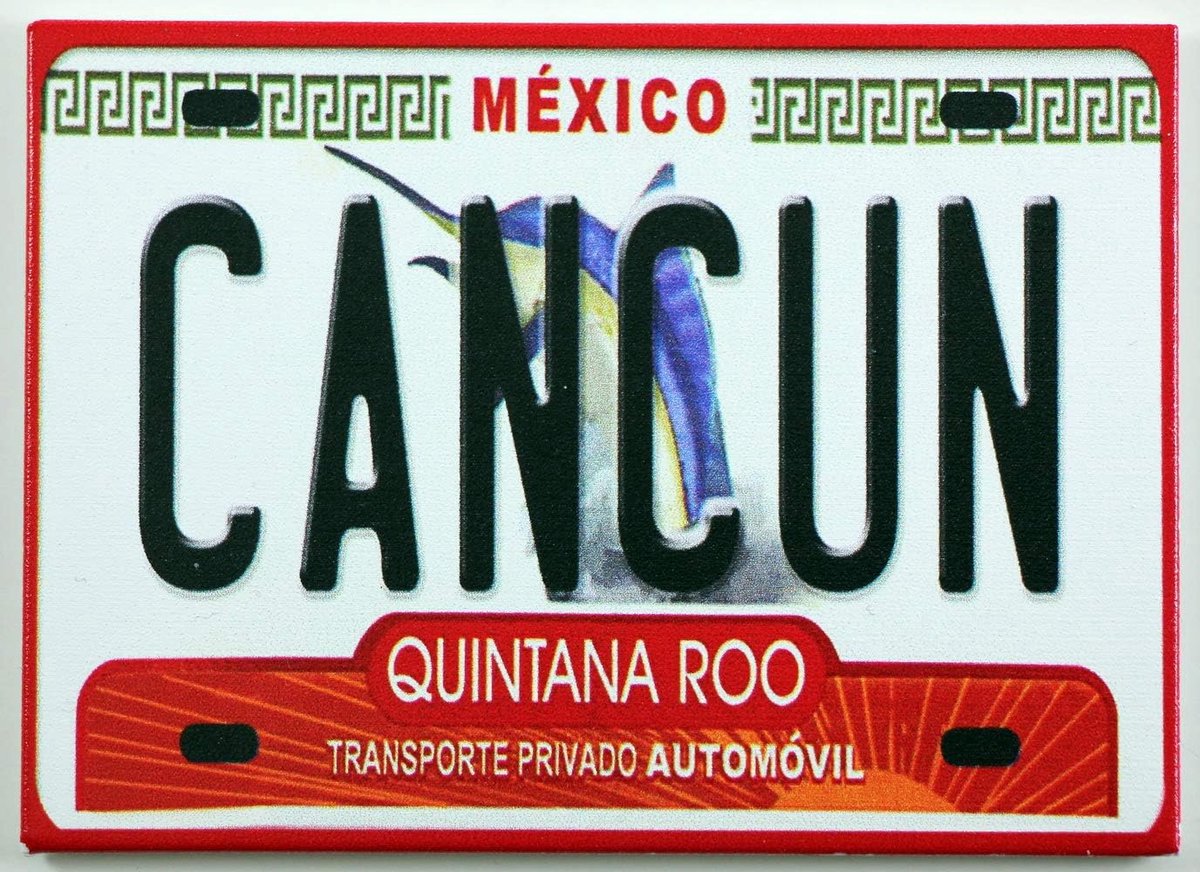 Koelkastmagneet Mexico Cancun Kenteken Souvenir 6.35 x 8.89 cm