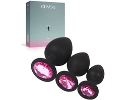 OHYES 3-Delige Siliconen Buttplug Set – Anal Butt Plug – Seks Toys voor Mannen & Vrouwen – Anale Seksspeeltjes - Buttplugs Anaal Speeltje met Diamanten - Roze