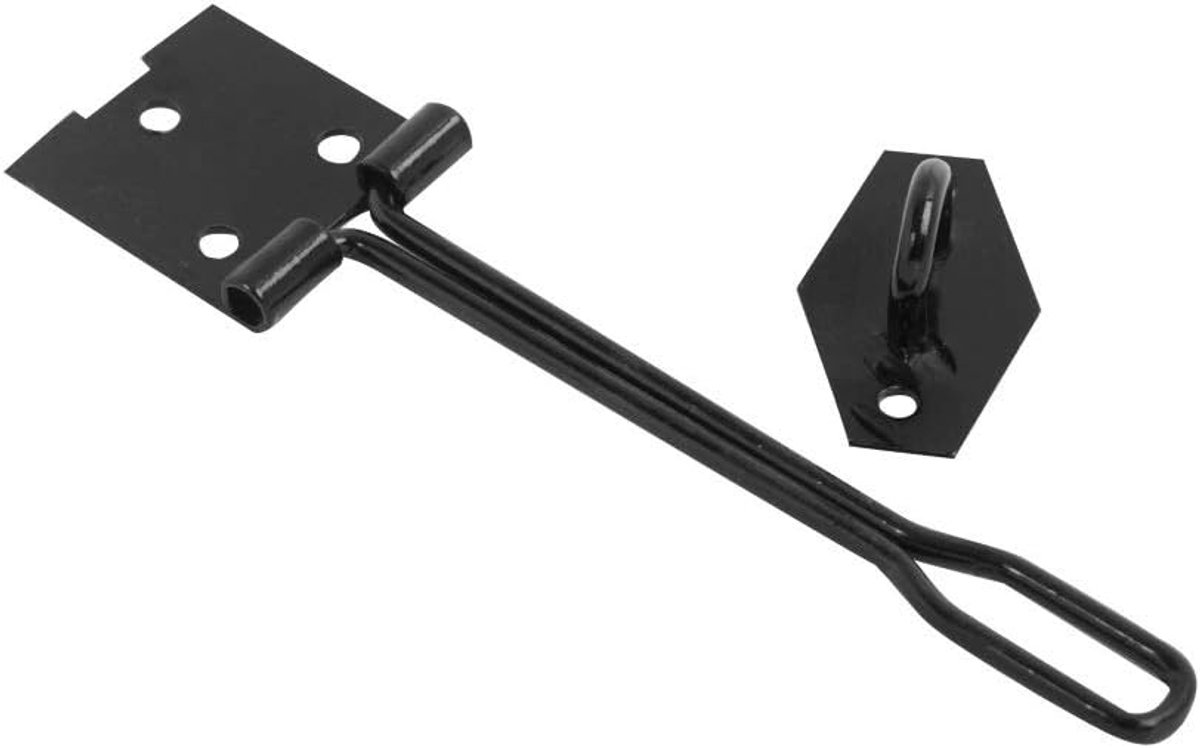 Hasp en Nietje - Veiligheidsgrendel Set - Hangslot Beveiligen - Zwart Staal Constructie - 125mm Draadtype - Zwart
