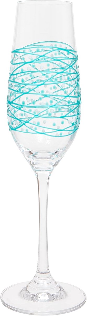 Luxe Handgeschilderde Champagneglazen (2 stuks) - Turquoise - 220ml - Cadeauverpakking