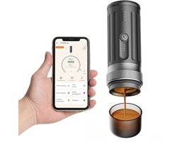 Ceramax draagbare espressomachine - 3e gen 13500 mAh batterij - bleutooth app - bodemloze 58mm portafilter - tot 8 kopjes zonder opladen - 150s tot 96°C - pre-infusie - draagbare koffiemachine - reis & camping koffiezetapparaat 12 volt - CERA+